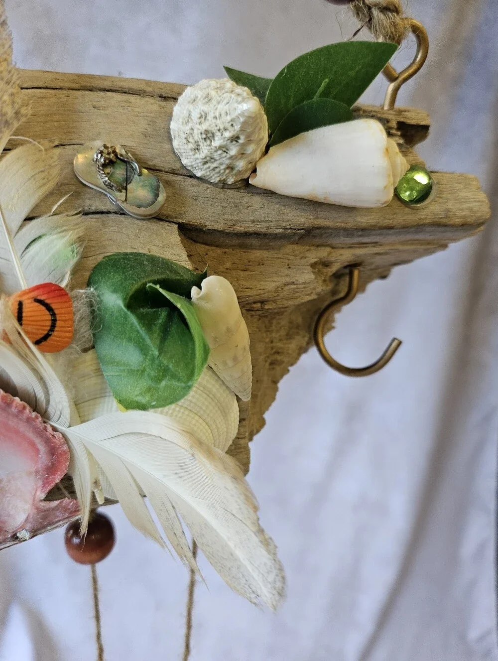 Handmade Pacific Northwest Beach Driftwood Shell Hanging Sign